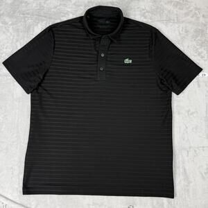 Lacoste Sport Polo Shirt Black Subtle Stripe Men US XL Performance Golf Casual